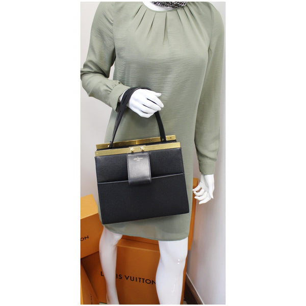 LOUIS VUITTON City Frame Taiga Leather Satchel Bag Black - Last Call