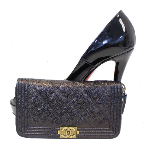 Chanel Boy Caviar leather wallet | black