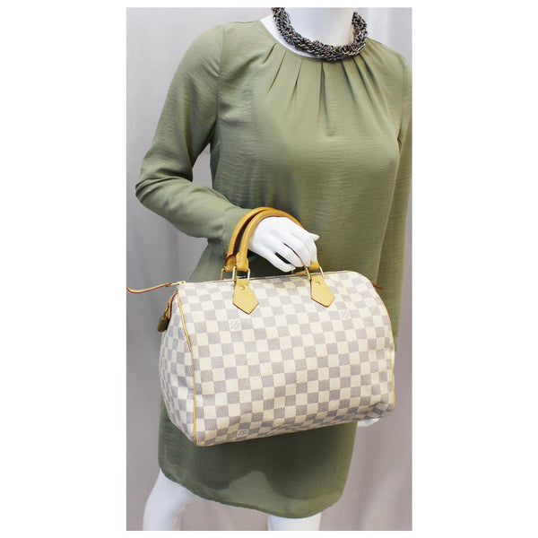 LOUIS VUITTON Speedy 30 Damier Azur Satchel Handbag-US