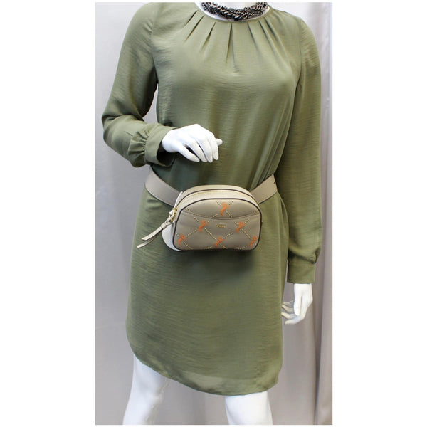 Chloe Embroidered Little Horses Leather Belt Bum Bag Grey for women