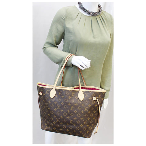 LOUIS VUITTON Neverfull MM Pivoine Monogram Canvas Tote Bag