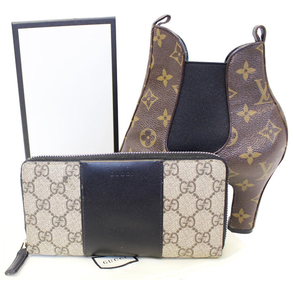 Gucci Wallet GG Supreme Monogram Zip Around Black - online