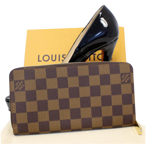 LOUIS VUITTON Zippy Damier Ebene Long Wallet Brown