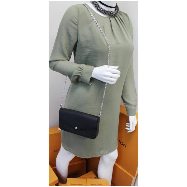 Louis Vuitton Pochette Felicie Epi Crossbody Bag Black for women