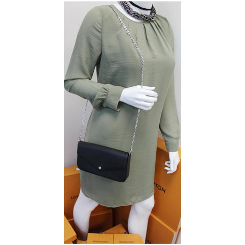 Louis Vuitton Pochette Felicie Epi Crossbody Bag Black for women