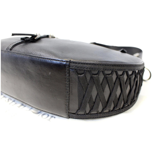 CHRISTIAN DIOR Lace Up Admit It Leather Hobo Bag Black