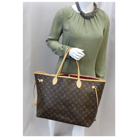 LOUIS VUITTON Neverfull GM Monogram Canvas Shoulder Bag Fuchsia-US