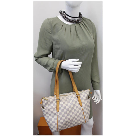 LOUIS VUITTON Totally PM Damier Azur Shoulder Bag White