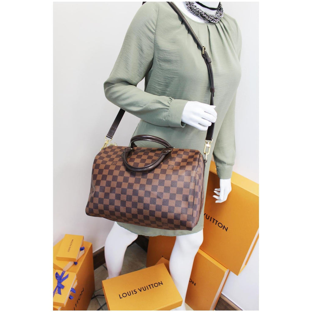 Louis Vuitton Speedy 30 bandouliere shoulder bag crossbody damier ebene  Brown Dark brown Leather Cloth ref.787609 - Joli Closet