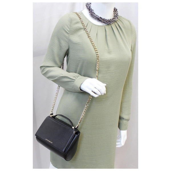 GIVENCHY Mini Pandora Box Calfskin Leather Chain Crossbody Bag Black-US