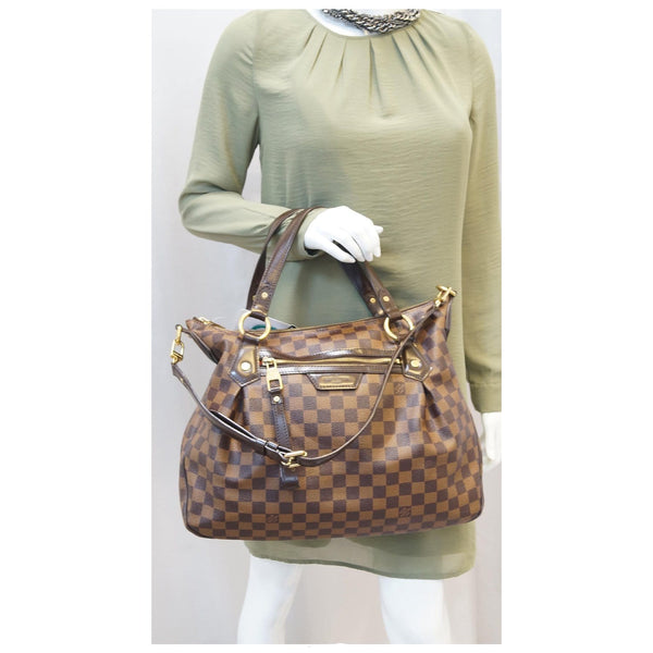 Louis Vuitton Damier Ebene Evora MM Tote Hand Bag