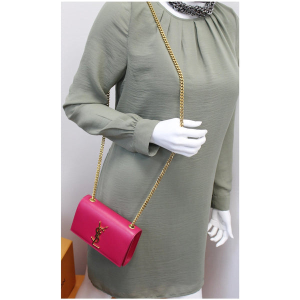 YVES SAINT LAURENT Kate Small Grain De Poudre Crossbody Bag Pink