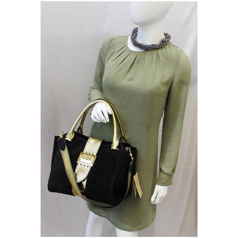 Burberry Tote Bag Leather Suede Snakeskin - on Mannequin