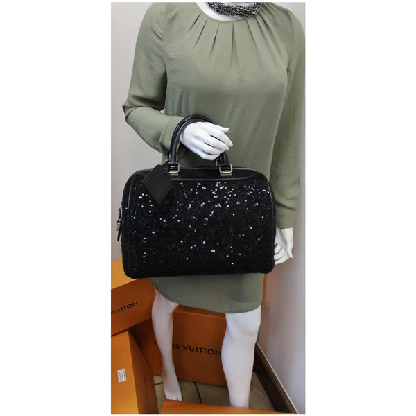 LOUIS VUITTON Sunshine Express Speedy Sequin Satchel Bag Black