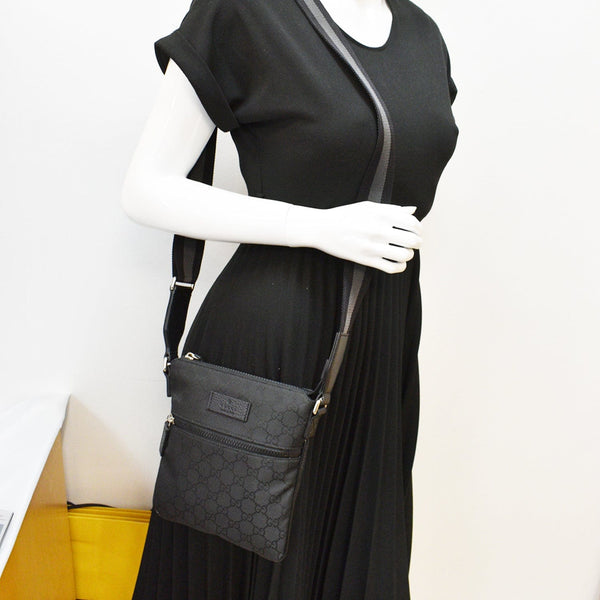 GUCCI Nylon GG Canvas Messenger Bag Black 449183