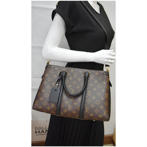LOUIS VUITTON Soufflot MM Monogram Canvas Shoulder Bag Black