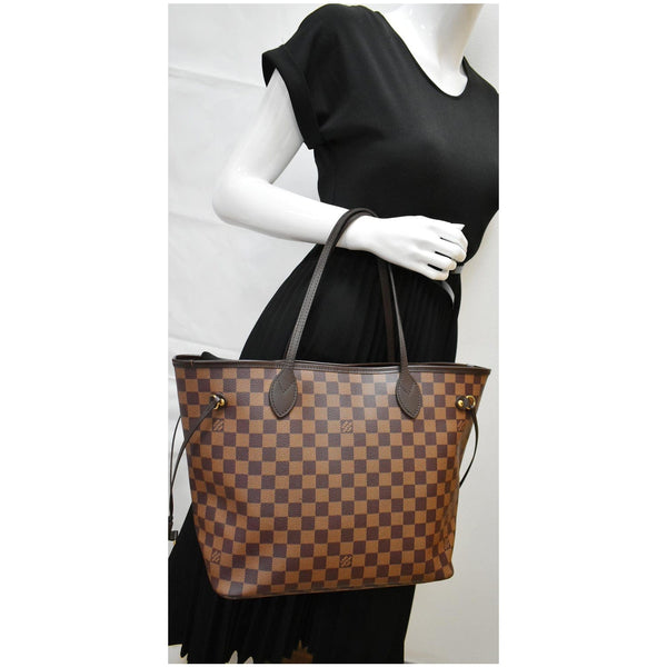 LOUIS VUITTON Neverfull MM Damier Ebene Tote Bag Brown