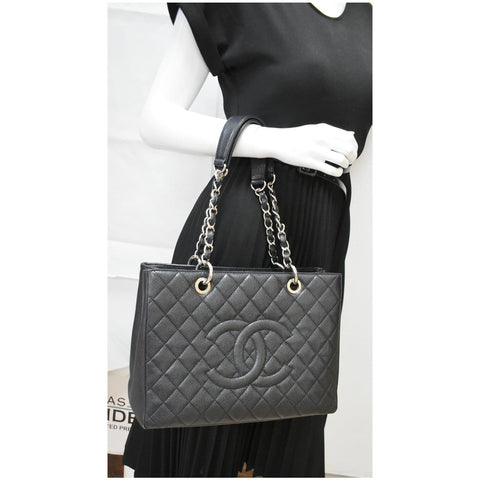 CHANEL Grand Shopping GST Caviar Leather Tote Bag Black