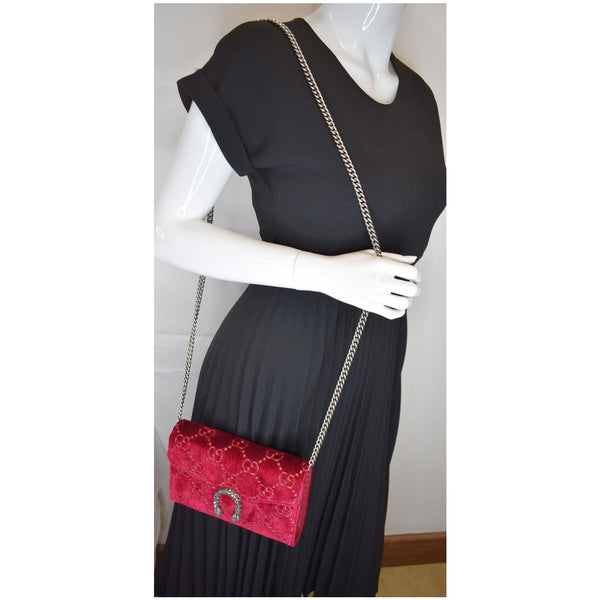 Gucci Dionysus Mini Velvet GG Monogram Shoulder Wallet