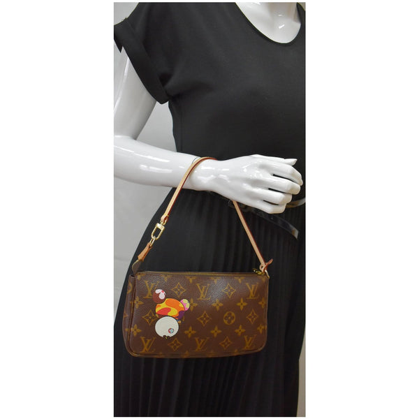LOUIS VUITTON Murakami Panda Pochette Monogram Canvas Accessoires Pouch Brown