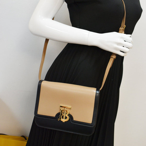 BURBERRY TB Small Leather Crossbody Bag Beige - Hot Deals