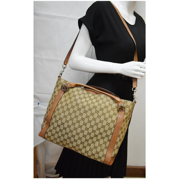 GUCCI Miss GG Original GG Canvas Top Handle Shoulder Bag Beige 323675