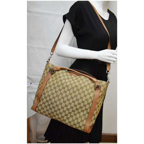 GUCCI Miss GG Original GG Canvas Top Handle Shoulder Bag Beige 323675