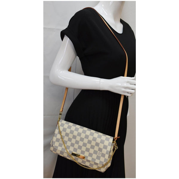 LOUIS VUITTON Favorite MM Damier Azur Crossbody Bag White