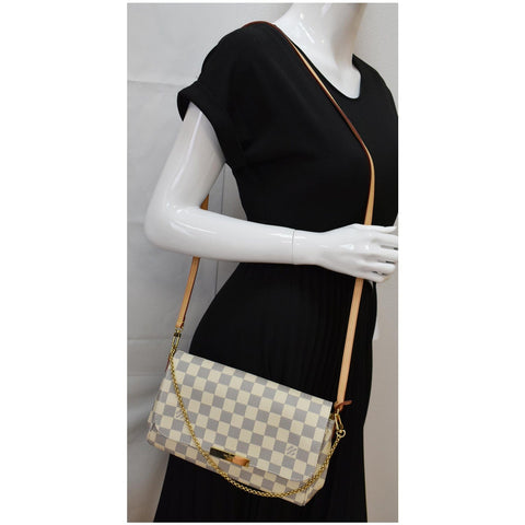LOUIS VUITTON Favorite MM Damier Azur Crossbody Bag White