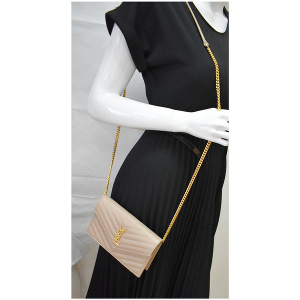 Yves Saint Laurent Matelasse Chevron Grain De Wallet