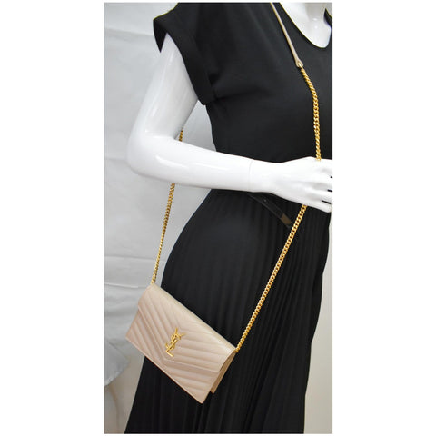 Yves Saint Laurent Matelasse Chevron Grain De Wallet