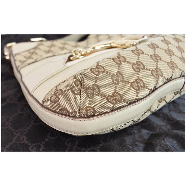 GUCCI Hasler Horsebit GG Canvas Leather Hobo Bag Beige 137388