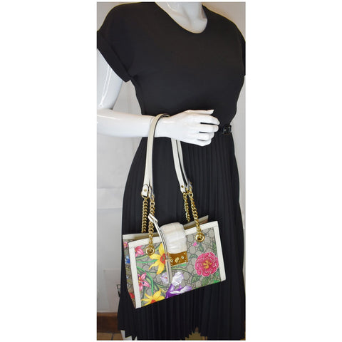 Gucci Padlock Flora Small GG Supreme Canvas Shoulder Bag