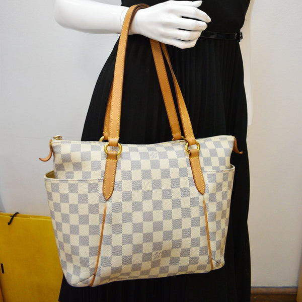 LOUIS VUITTON Totally PM Damier Azur Shoulder Bag White
