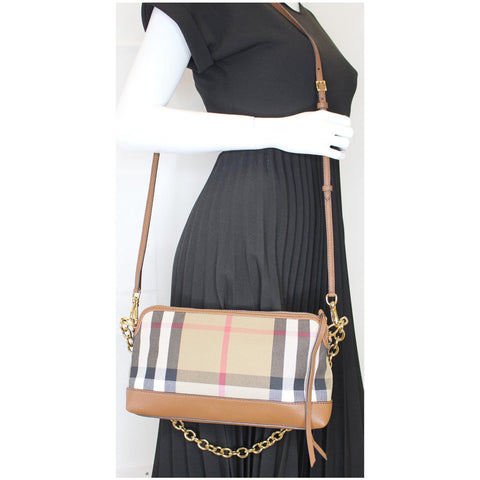 BURBERRY Abingdon Derby House Check Leather Crossbody Bag
