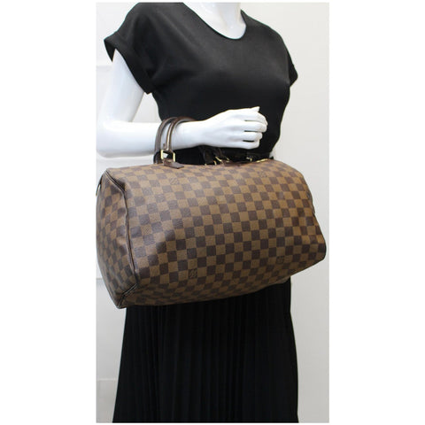 LOUIS VUITTON Speedy 35 Damier Ebene Satchel Bag Brown
