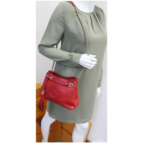 Gucci Soho Chain Mini Tassel Leather elbow arm bag