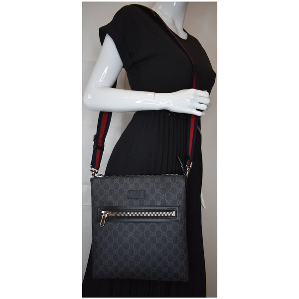 GUCCI GG Supreme Square Messenger Bag Black 474137
