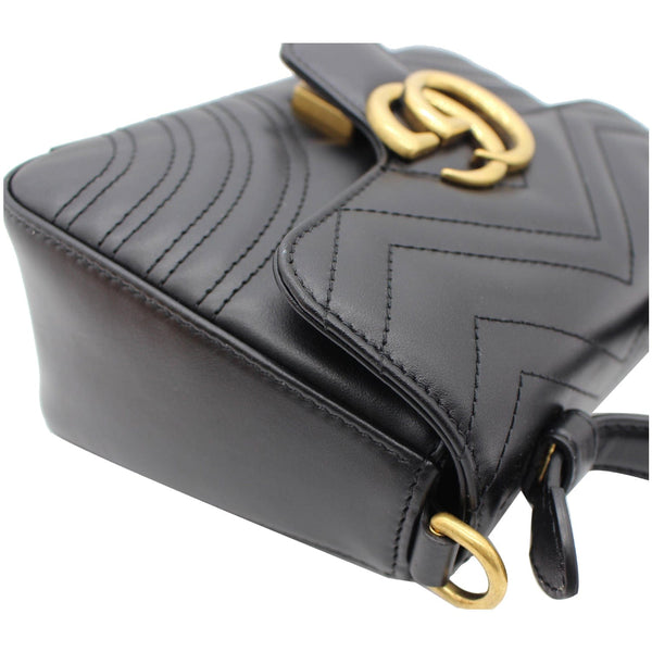 GUCCI GG Marmont Mini Leather Top Handle Shoulder Bag Black 547260