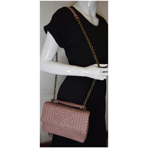 BOTTEGA VENETA Intrecciato Boutis Woven Small Nappa Leather Olimpia Bag Deco Rose - Last Call