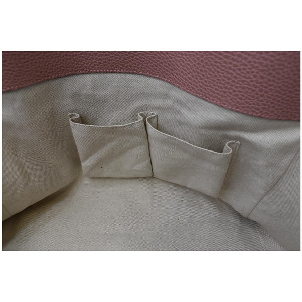 GUCCI Swing Pebbled Calfskin Leather Tote Bag Taupe 354397