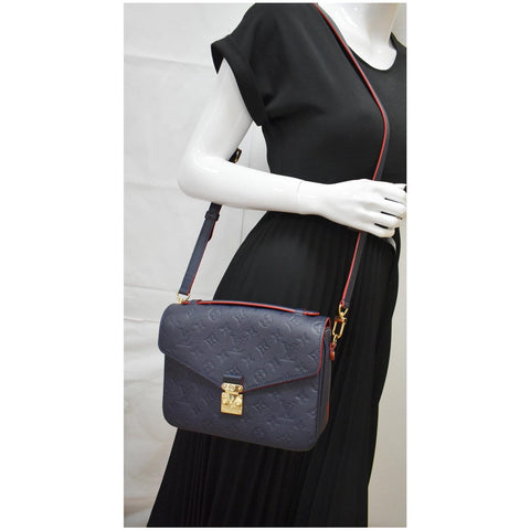 LOUIS VUITTON Metis Pochette Empreinte Leather Crossbody Bag Blue