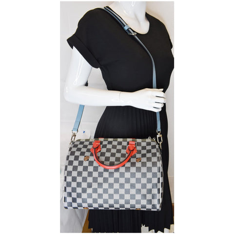 LOUIS VUITTON Speedy 30 Bandouliere Damier Shoulder Bag Black White