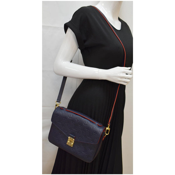 LOUIS VUITTON Metis Pochette Empreinte Leather Crossbody Bag Blue