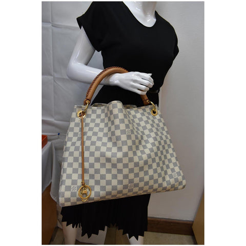 LOUIS VUITTON Artsy MM Damier Azur Hobo Bag White