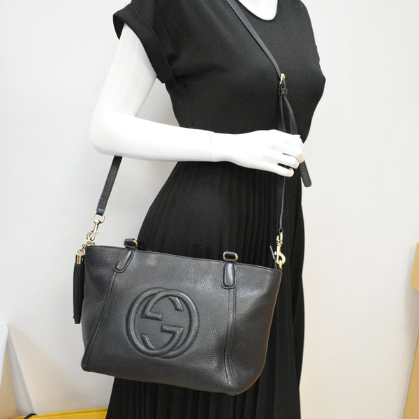 Gucci Soho Tassel Pebbled Leather Top Handle Crossbody Bag