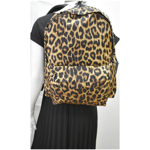 Celine Leopard Medium Print Canvas Backpack Bag - DDH
