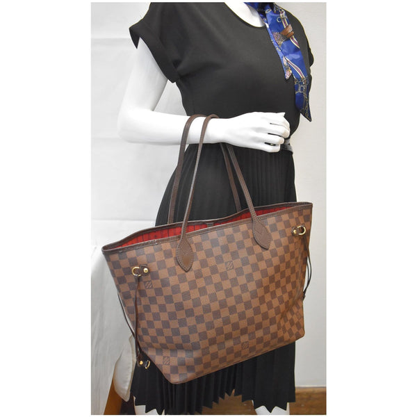 LOUIS VUITTON Neverfull MM Damier Ebene Tote Shoulder Bag Brown