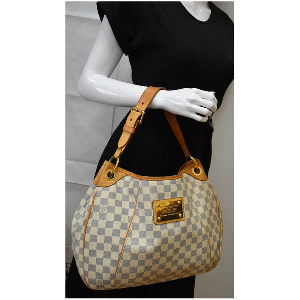 LOUIS VUITTON Galliera PM Damier Azur Shoulder Tote Bag White