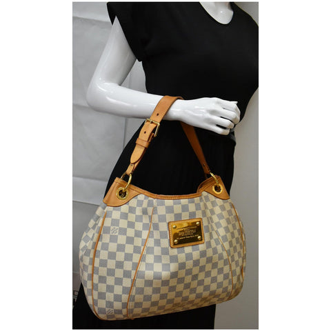 LOUIS VUITTON Galliera PM Damier Azur Shoulder Tote Bag White